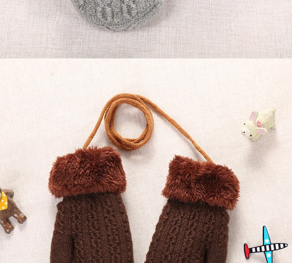 Mittens For Children Children's Mittens Winter Wool Knitted Gloves Children Warm Rope  1-4 years old boy girl Baby Gloves designer baby accessories