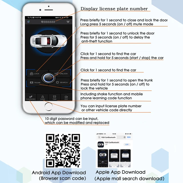 APP control automatic start and stop keyless entry system, engine start