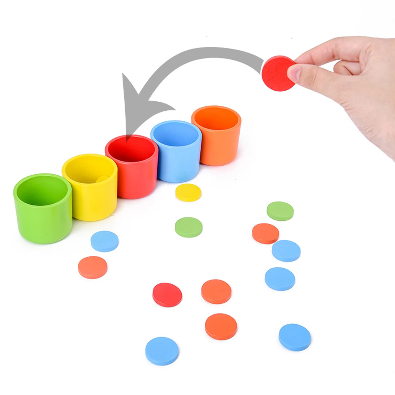 Детские Монтессори Деревянные для счета круговой пластины цвет сортировка, совпадение чашки игры Радуга соответствующие Игры развивающие игрушки