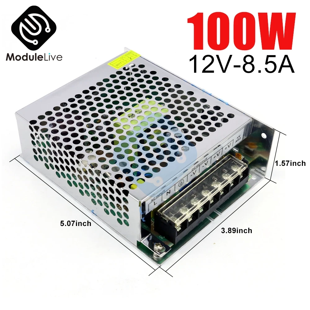 

DC 12V 8.5A 100W Power Supply Lighting Transformer For LED Strip Light Switching Power Adapter Driver Tools Switch Power Tools