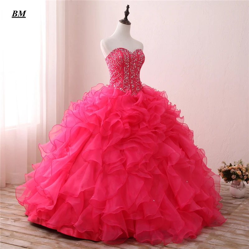 Элегантные чехлы с рисунком розовые платья Quinceanera бальное платье Милая бисером сладкий 16 платья длиной до пола Формальные вечерние платье BM23