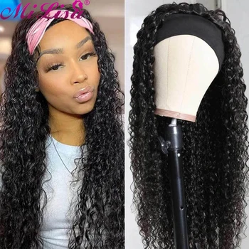 

Headband Wig Human Hair For Black Women Mi Lisa Water Wave Headband Wig Free Shipping Brazilian Full Machine Wig With Headband