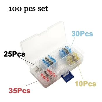 120 個フォークスペードシール熱収縮電線絶縁圧着コネクタバット端子 AWG10-22 キット詰め合わせ