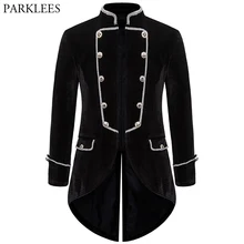 Мужской средневековый Винтажный Длинный плащ с ласточкиным хвостом, мужской стимпанк фрак, карнавальный костюм, стоячий воротник, бархатная мужская верхняя одежда с ласточкиным хвостом