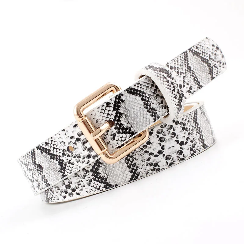 

Women Fashion Snake Texture Waist Belt Casual PU Leather Pin Buckle Jeans Trousers Pants Waistband Decoration Clothes Accessory