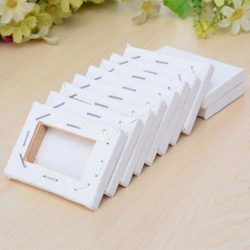 #*Cheap 10xWhite Blank Cotton Board Wooden Frame For Art Artist Oil Acrylic Paints 5*7cm