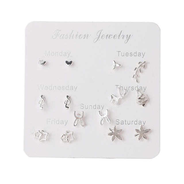 Fashion 3/6 Pairs Women's Earrings Korean Heart Stud Earrings for Women Pearl Earring Set 2021 Earings Jewelry Brincos Gifts