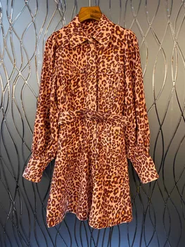 

2020 Early Spring New Model Fashionable Elegant Long Sleeve Leopard Print Lady's Dress Free Shipping Worldwide