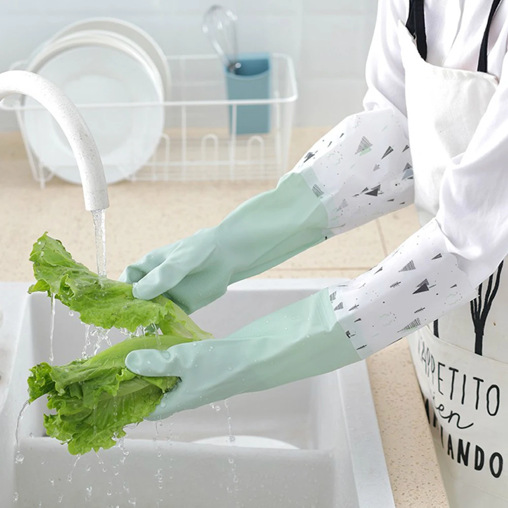Латексные перчатки кухонные перчатки Многоразовые водонепроницаемые бытовые резиновые одноразовые перчатки для чистки, длинные манжеты, мытье посуды для кухни