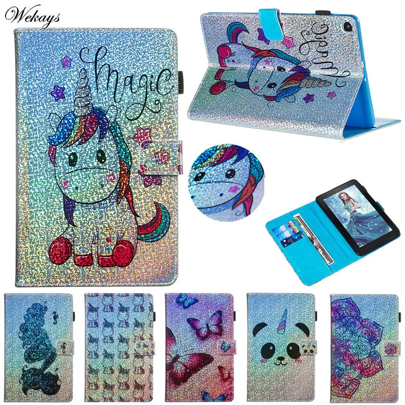 Wekays For Samsung Tab A 10.1 Cartoon Glitter Leather Fundas Case For Samsung Galaxy Tab A 10.1 inch 2019 T510 T515 Cover Cases