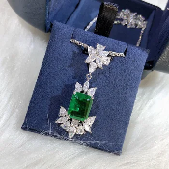 

2020 High Fashion Fine 100% 925 Sterling Silver Necklace For Women Grandmother Green Stone Heart Pendant Chain Luxury Jewelry