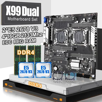 

JINGSHA X99 dual motherboard set with 2pcs XEON E5 2678V3 CPU and 4*16gb ddr4 ecc reg 2133mhz RAM and RX 580 8G support SSD M.2