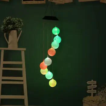 

Durable Porch Lights Multi-function 9LED Color Changing Solar Lamp Dragonfly Outdoor Garden Hanging Decor Bell Light