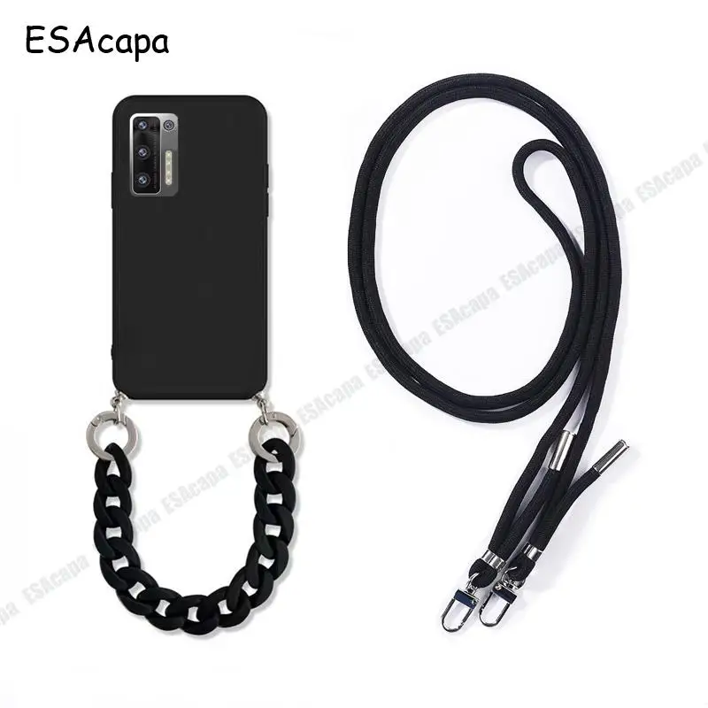 Silicone Marble Hand Strap Crossbody Lanyard Case - Shockproof TPU Cover