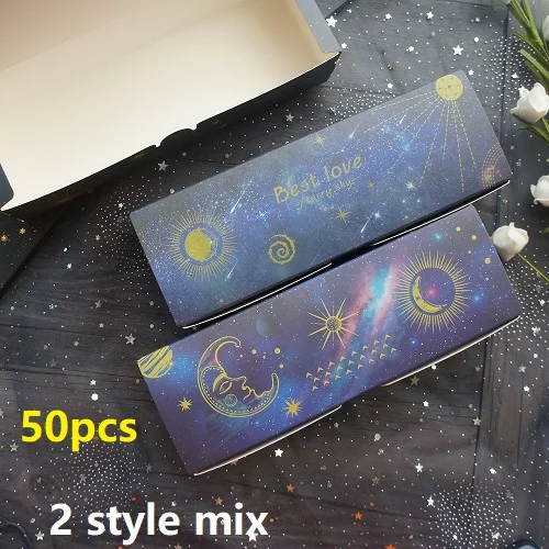 50pcs box 23*5*7,5 см голубое небо Луна Звезда пожелание 10 шт. печенье Макарон Подарочная коробка для шоколада декоративные шары вечерние подарочный пакет - Цвет: 50pcs box
