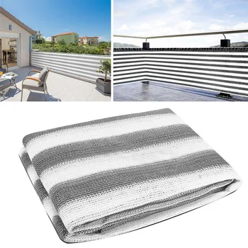 

5M Stripe Balcony Screen Privacy Sunshade HDPE Protection Garden Pool Fence with Rope 90x500cm Shade Sails & Nets