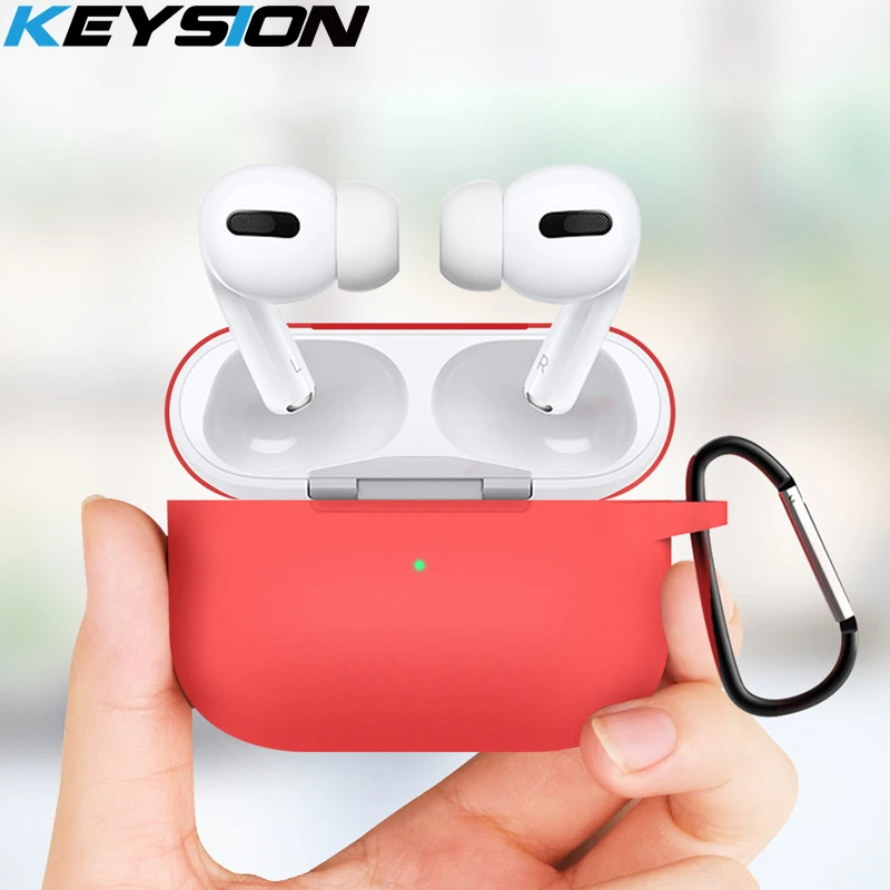 KEYSION противоударный силиконовый чехол для AirPods Pro Анти-осень 360 полный защитный чехол для AirPods Pro коробка для наушников с брелком