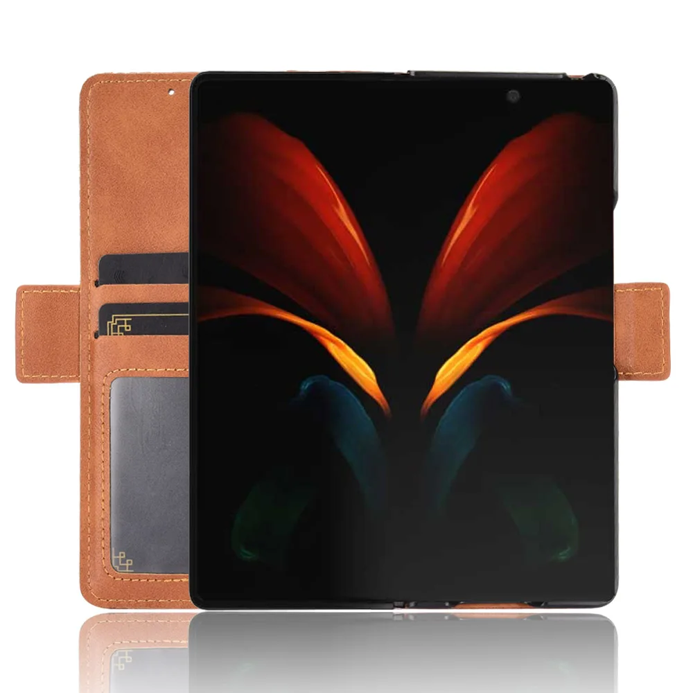 For Samsung Galaxy Z Fold 2 Z Fold2 Magnetic Vintage PU Leather Case Wallet Bag Card Slot Flip Capa Shell Shockproof Phone Cases