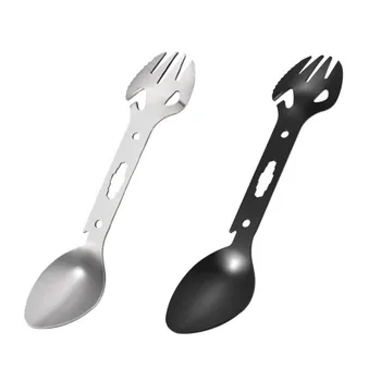 

8 In1 Multi Function Camping Fork Spoon Picnic Gadget Spoon Fork Bottle Can Opener Stainless Steel Spork EDC Tool