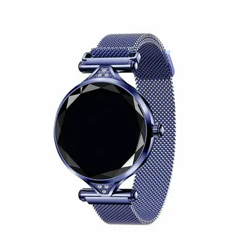 

Women's Gift Waterproof Sport Pedometer Diamond Edge Round Screen Smart Bracelets Heart Rate Monitor Fitness Tracker New Fashion