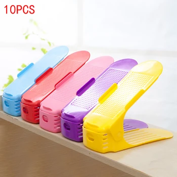 

10pcs Double Shoe Organizer Modern Cleaning Shoe Rack Shoes Storage Plastic Living Shoes Organizers Slot Stand Shelf Slotz Rack