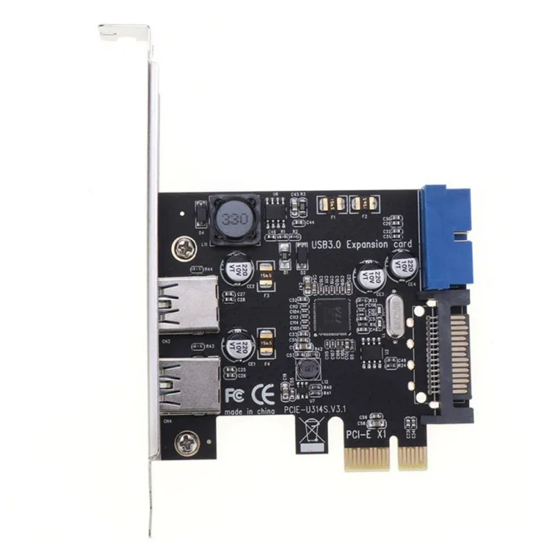 Карта расширения PCI-E для двух портов USB 3,0 с картой памяти 19/20PIN Int
