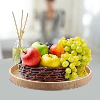 

New 24/27/30/33Cm Wooden Serving Tray Plate Log Tray For Tea Set Fruits Candies Food Home Decoration Household