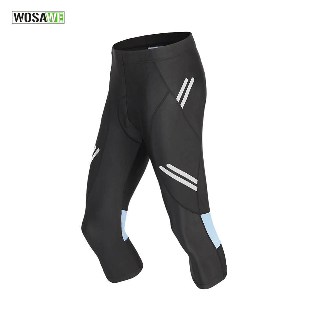 

WOSAWE Men Cycling Pant Elastic Gel Pad Shockproof Calf-Length Bicycle 3/4 Pants MTB Bike Trousers Riding Cycling Tights