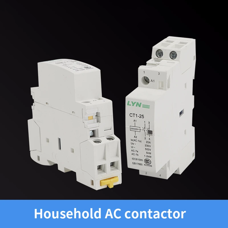 CT1 2P 25A 220V/230V 50/60HZ Din rail ac контактор для дома 2NO|Замыкатели| |