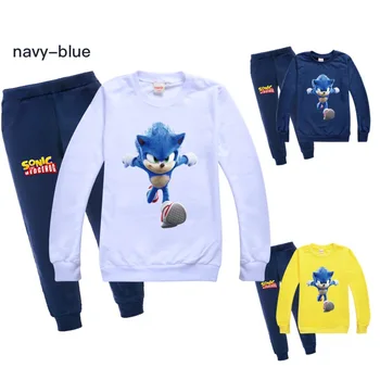 

Toddler Boys Clothes Girls Boutique Outfits Cotton Sonic The Hedgehog Teenage Girls Clothing T Shirt + Pans Big Kids Autumn Top