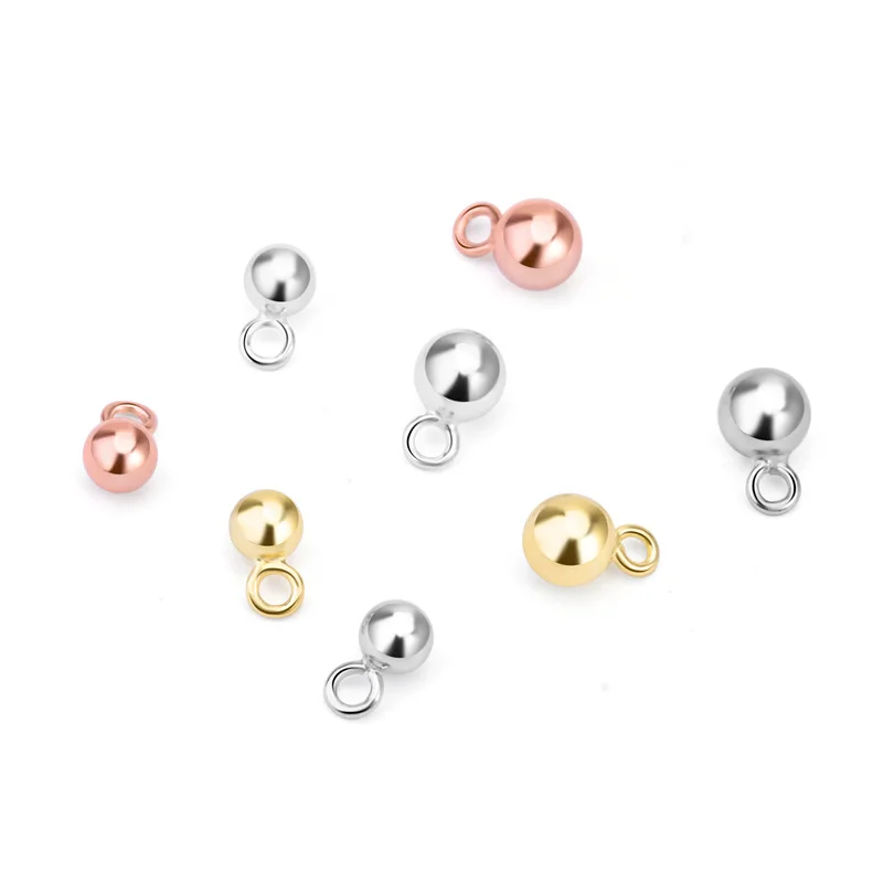 Круглые бусины шармы из серебра 925 пробы под розовое золото 4 мм 5 2 шт.|diy accessories|beads