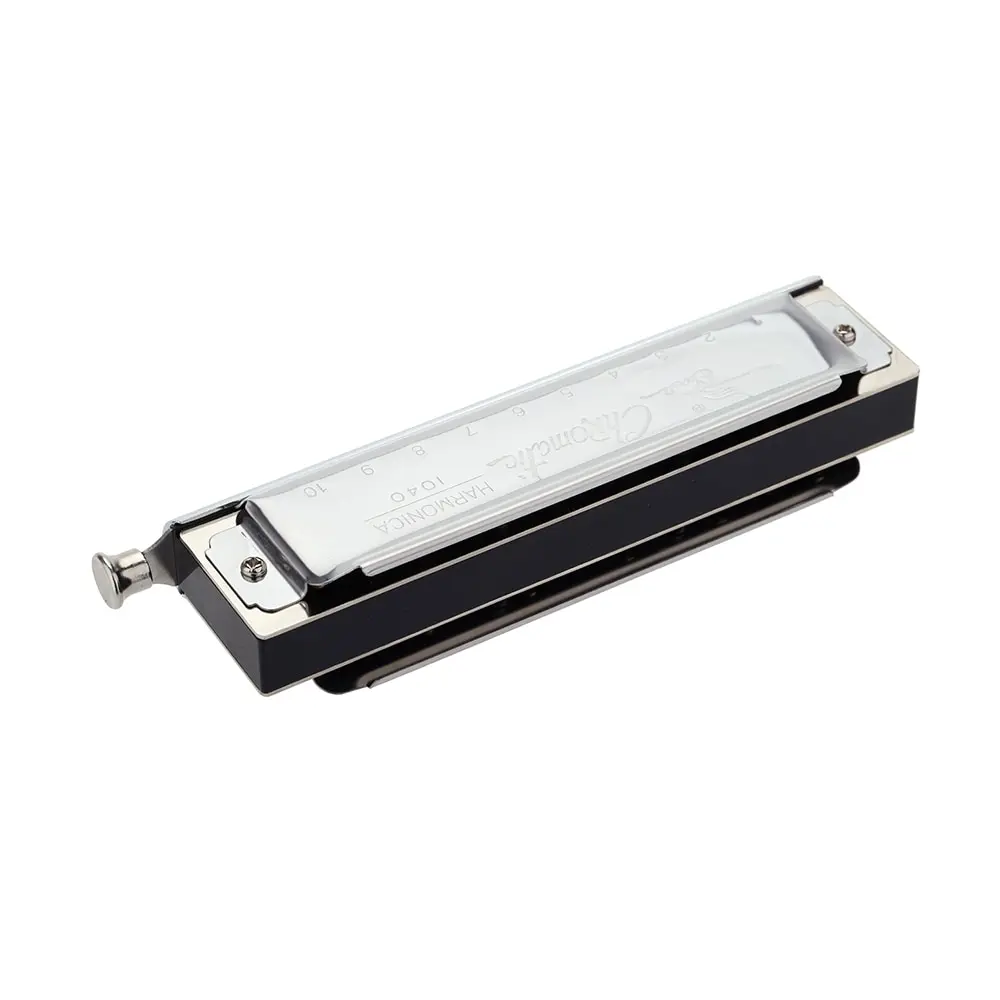 Top Quality Harmonica Chromatic Key of C 10 Holes 40 Tones Mouth Organ Silver with Exquisite Durable Box