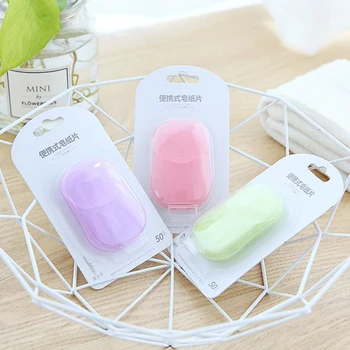 

New 50pcs/lot Scented Slice Sheets 3 Colors For Travel Hiking Portable Soap Paper Easy To Use Portable Washing Hand Soap