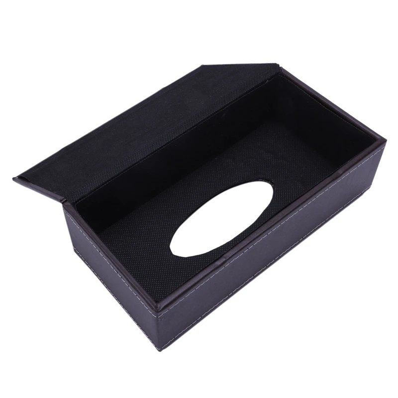 1Pcs Durable Home Car Rectangle PU Leather Tissue Box Paper Holder Case Cover Napkin- Black Crocodile Grain& 1Pcs Portable Leat