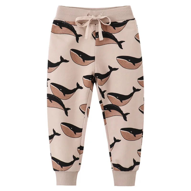 Jumping Meters Children's Animals Print Boys Girls Sweatpants Autumn Spring Whale Baby Trousers Pants Sport Harm Kids Lose Pant | Детская