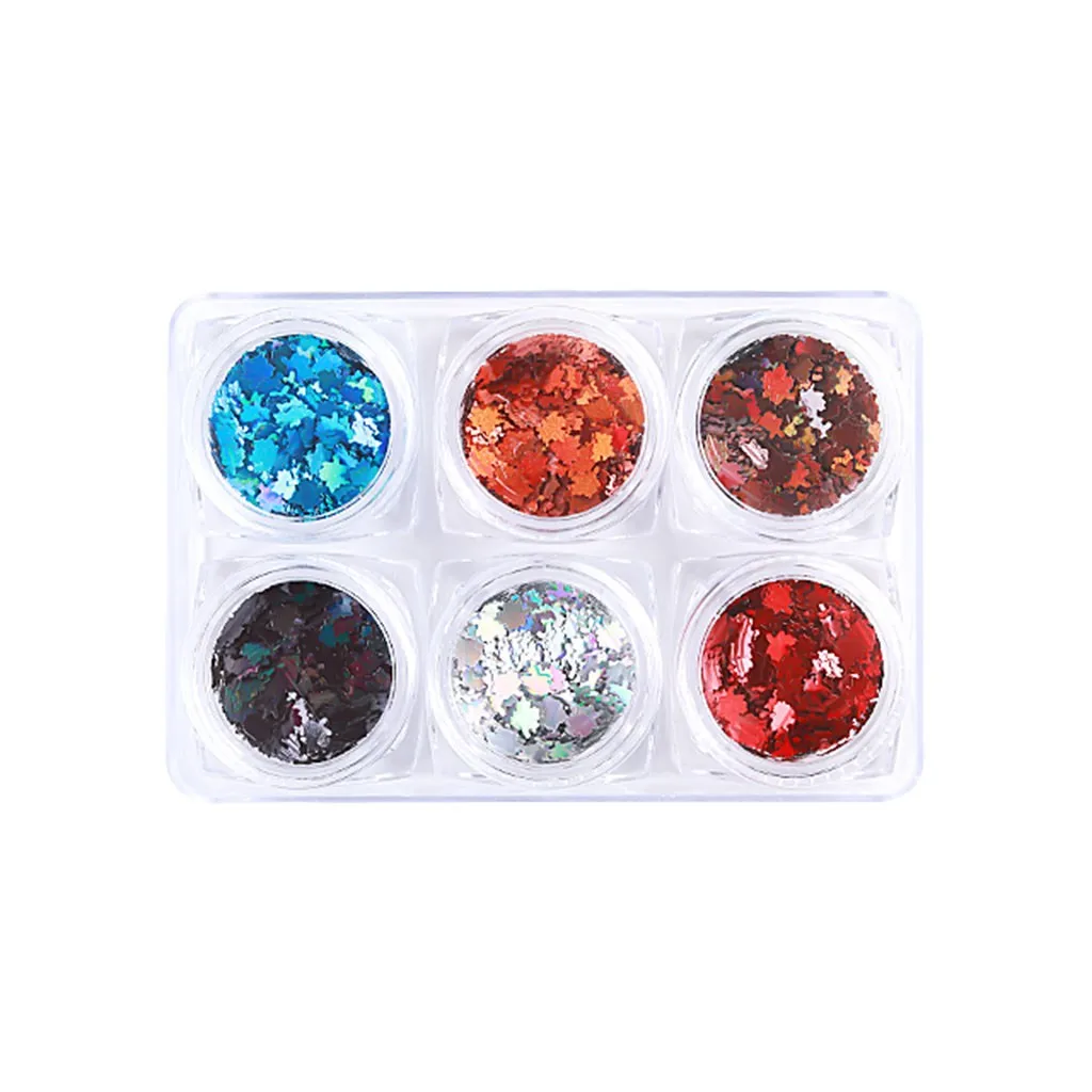 Nail Glitter Irregular Mixed Color Maple Leaf Pattern Diy Nail Decoration Наклейки Для Ногтей Наклейки Nail Sticker - Цвет: A