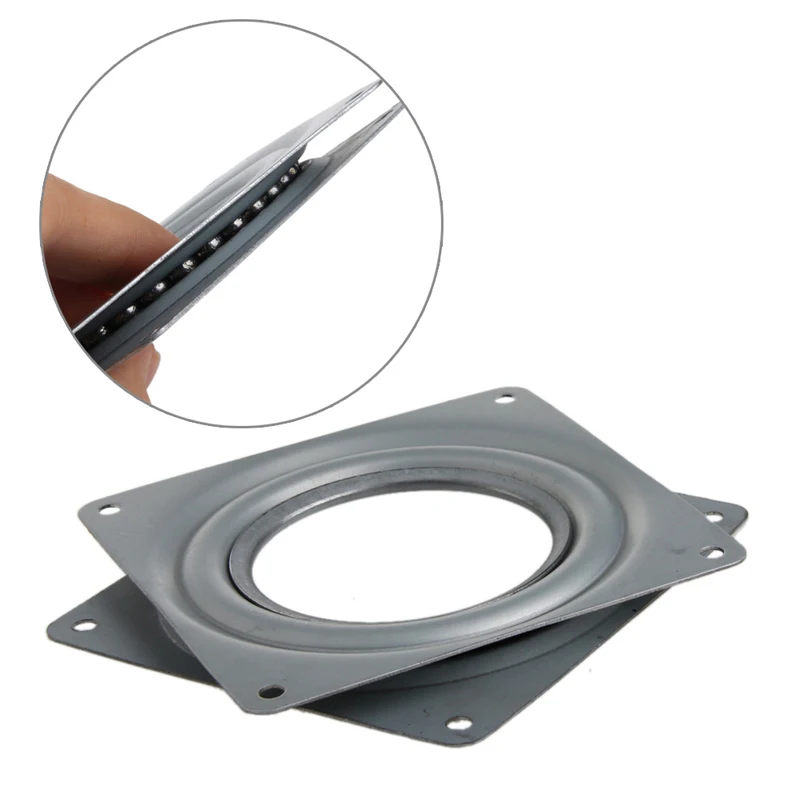 Square Bearing Swivel Plate Turntable 3\"/4\"/6\" TV Rack Desk Metal Ball Holder Tool deeper race groove turntable bearings