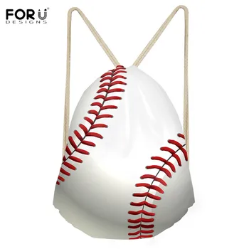 

FORUDESIGNS 3D Baseball Print Polyester Drawstring Bags Teenager Girls Boys Outdoor Shoes Bag Backpack Casual Women String Sack