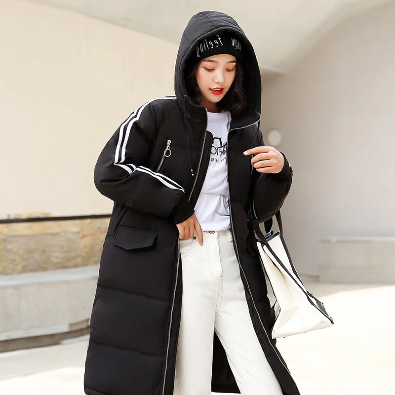 

2019 New Style down Coat Women's Mid-length Students Korean-style Loose-Fit INS Cotton Coat Women's Winter Hooded Cotton Overcoa
