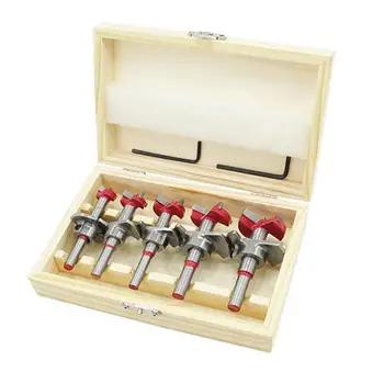 

5pcs Auger Drill Bit Set Diameter 15-35mm Adjustable Carbide Drill Bits Woodworking Hole Saw For Power Tools Forstner Drill Bit