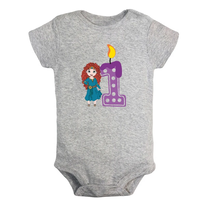 Милая Одежда для новорожденных девочек и мальчиков с надписью «I'm 1 Year Little Merida» на первый день рождения комбинезон с короткими рукавами, Подарочный костюм