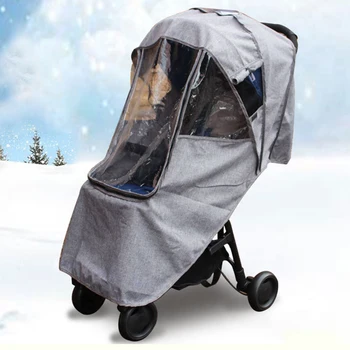 

Windproof Baby Strollers Waterproof Warm Rain Cover Winter Accessories Linen Pushchair Dust Shield Storage Pockets Universal