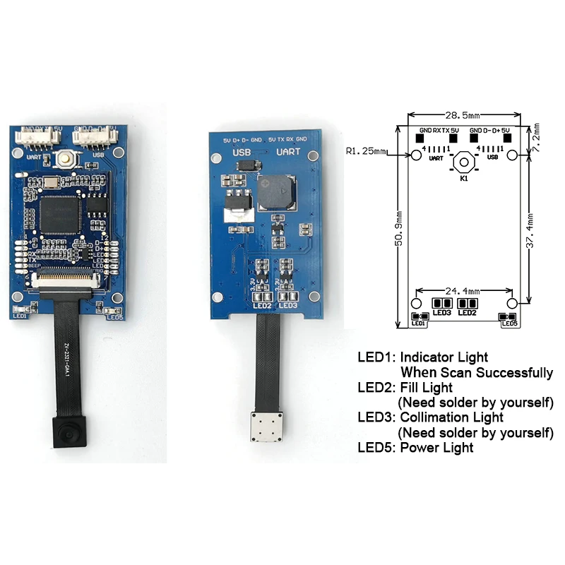 GM63F 1D 2D Fast Speed Cheap QR Code Reader 1D/2D USB/UART CMOS Barcode Scanner Module