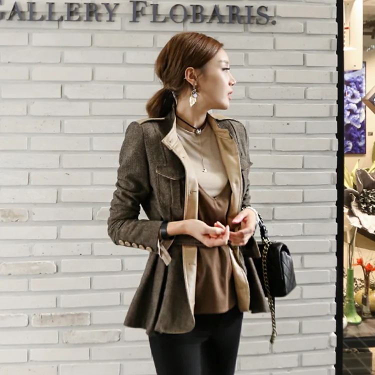 

Woolen Cloth 2019 Korean-style New Winter WOMEN'S Dress-Style Slim Fit Waist Hugging Long Sleeve Short Lace-up Woolen Jacket