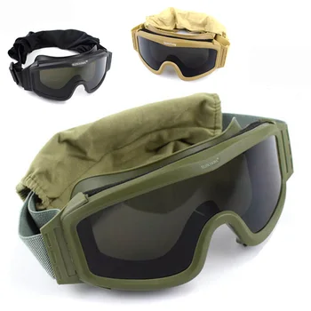 Gafas de sol militares para disparar, lentes de sol tácticos de color negro y verde, 3 lentes, Airsoft, Paintball, motocicleta, a prueba de viento, juego de guerra