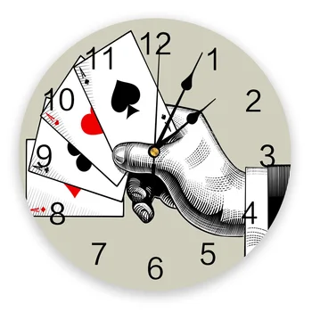 

Poker Hand Suit PVC Wall Clock Modern Design Home Decor Bedroom Silent Oclock Watch Wall For Living Room