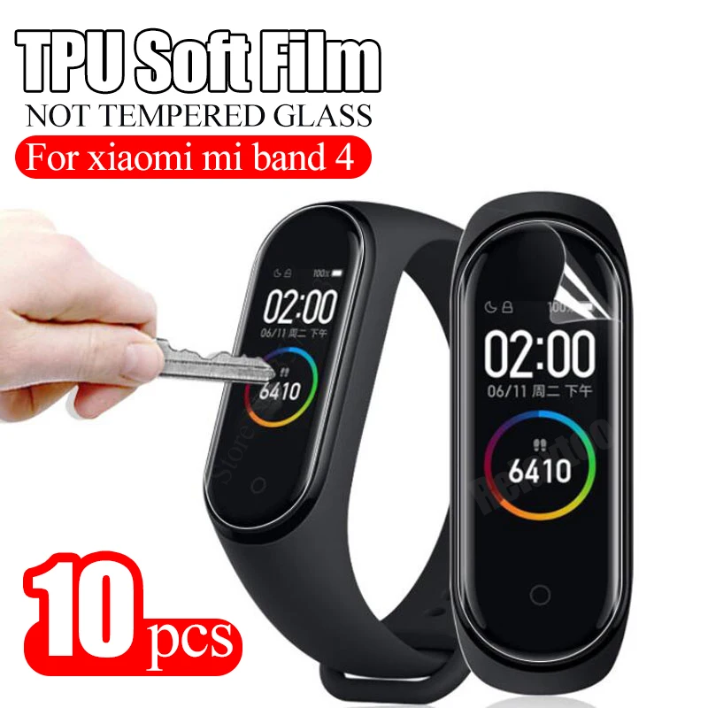 10 шт. для Xiaomi Mi Band 4 защитная пленка экрана аксессуары смарт браслета мягкая