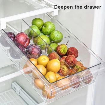 

Newly Refrigerator PET Transparent Drawer Compartment Rectangular Storage Box Household TE889