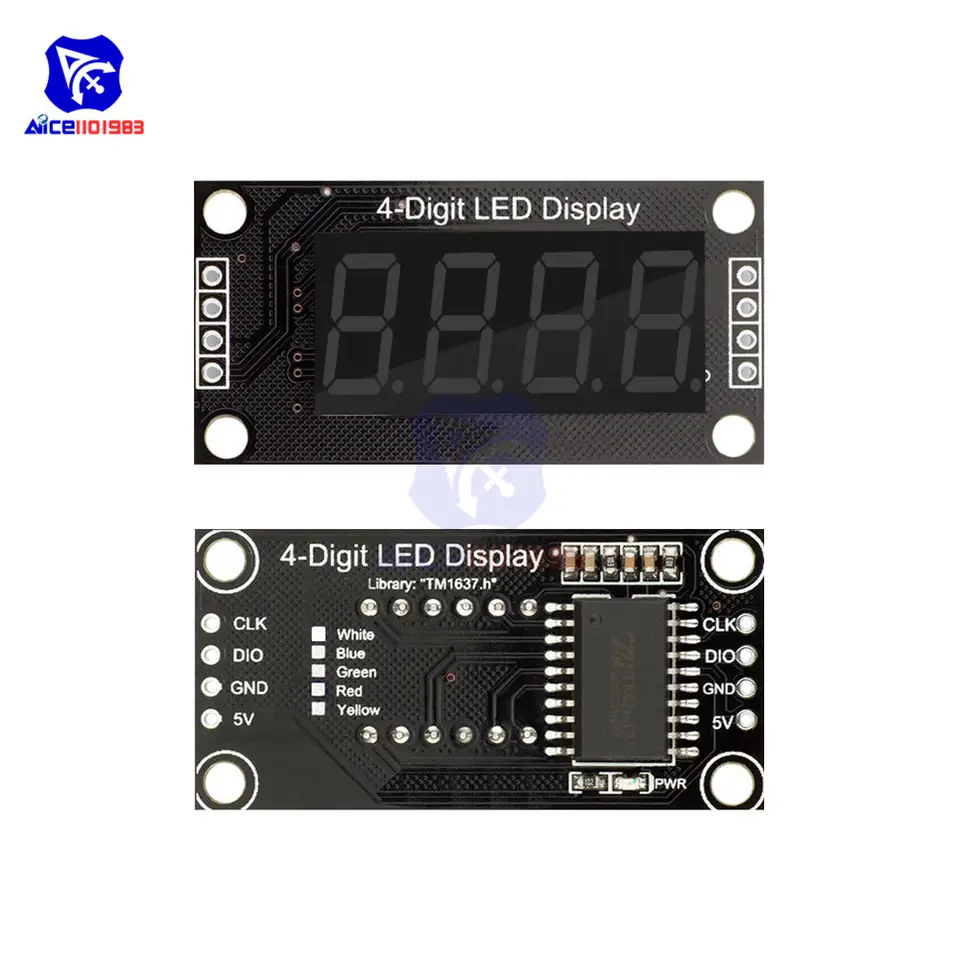 TM1637 0.36" 4 Bit LED Digital Tube Display 7 Segments Red Green Blue Yellow White LED Module Board with Pin for Arduino image 3