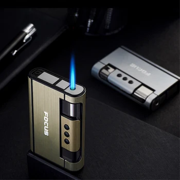 

2 in 1 Automatic Cigarette Case Metal Cigarette Box with Light Smoking Accessories Gadgets for Men
